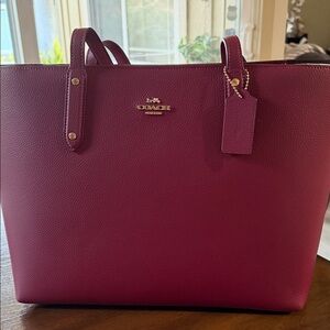 Coach Burgundy Leather Tote